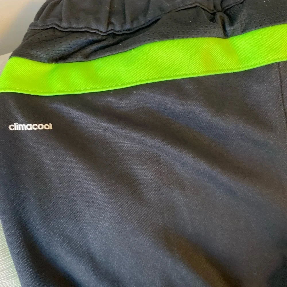 Adidas Kids Black Joggers with Neon Green Stripes